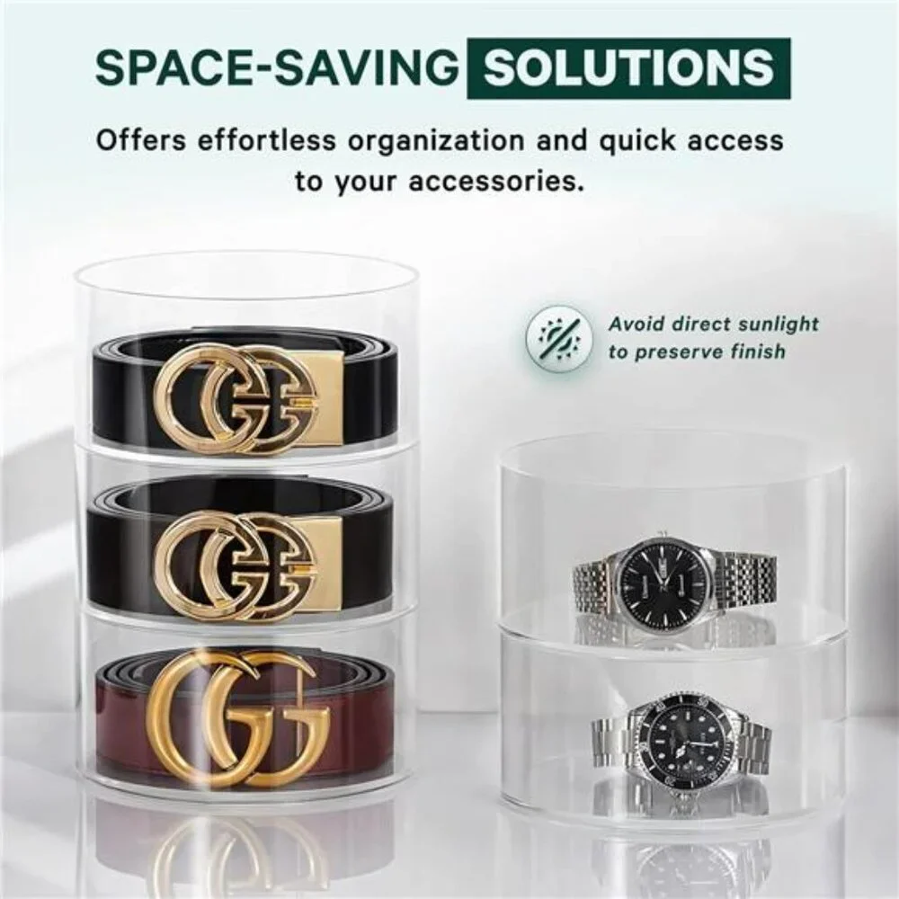 Clear Acrylic Belt Organizer 4 Layer Closet Storage Box for Belts Jewelry Watche